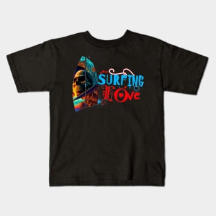 Surfing Riding Therapy, Hello Summer Vintage Funny Surfer Riding Surf Racing Surfing Lover Gifts Kids T-Shirt